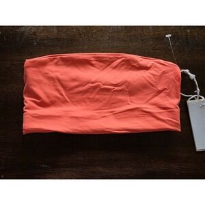 NWT Good American XS Better Bandeau Top Hot Coral Orange Bikini Swim Tube 124753
